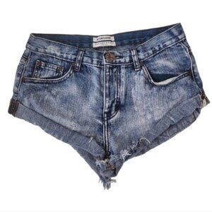 Oneteaspoon Bandits Relaxed Fit Long Rise Button Fly Twisted Hem Shorts Sz 26